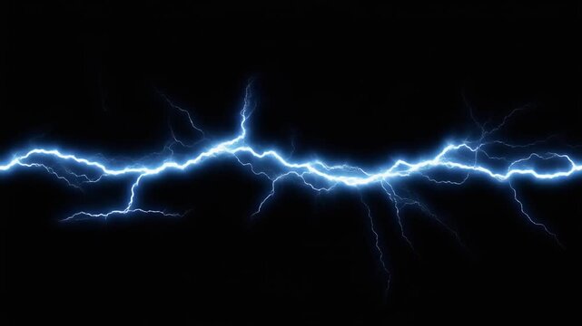 Horizontal Electric Lightning Wave Sweep Overlay On Black Background Loop