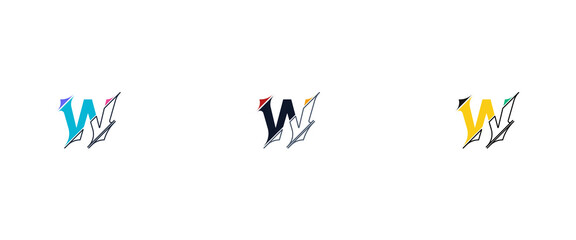 Fototapeta premium Creative Letter W Sliced Minimalist Logo Template for Tech