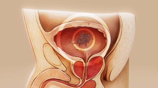 Conceptual 3D Bladder Cancer Animation with Malignant Tumor Medical Visualization
