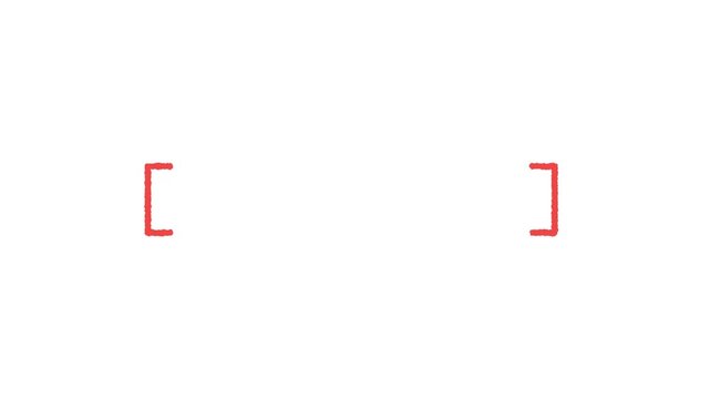 Minimalist Red Square Brackets on White Background.