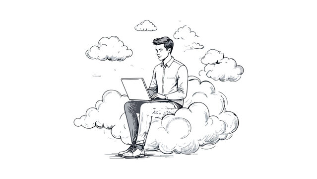 Professional working with cloud computing technology