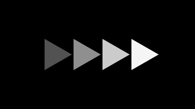 Arrow sequence fading from dark to light black background