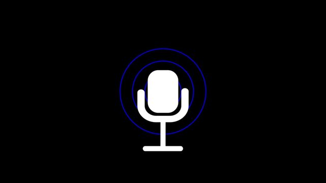 Microphone Detecting Sound Waves Animated Icon On Black Background