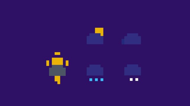 Animated Pixel Art Weather Icons Set for Digital Interface Design.