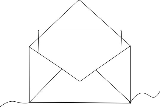Minimalist one line envelope illustration in continuous line style.