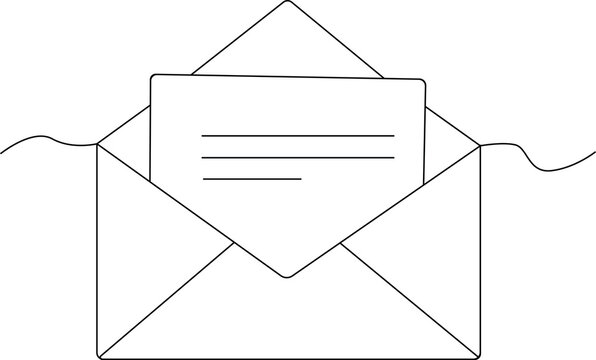 Minimalist one line envelope illustration in continuous line style.