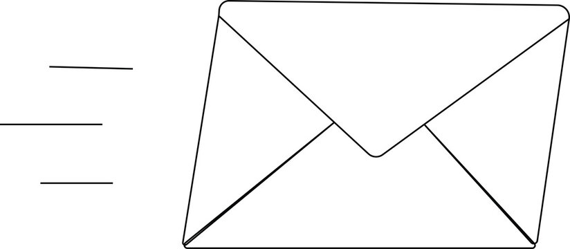 Minimalist one line envelope illustration in continuous line style.