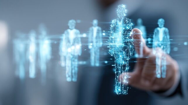 AI CRM Holographic Dashboard with Right Copy Space for Business