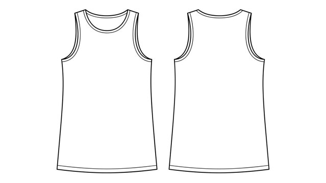 Modest layering tunic tank top template vector illustration flat sketch design outline