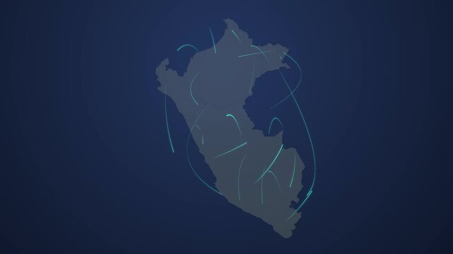 Peru Map with Glowing Light Digital Network Connections, Futuristic Technology Background
