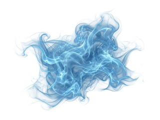 Fototapeta premium Blue smoke swirls and mystical energy isolated on transparent background. Fantasy magical element for graphic design.