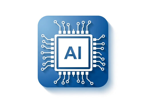 Blue ai artificial intelligence computer chip icon