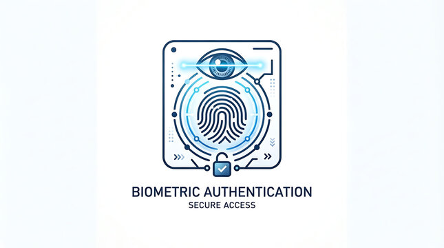 Digital biometric authentication system featuring fingerprint scanning technology and eye recognition security protocols