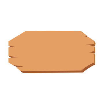 Flat vector illustration of a blank, rustic octagonal wooden sign board with notched edges, isolated on a clean white background.