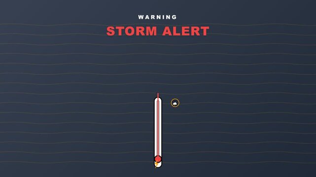 Minimalist Storm Alert Graphic with Animated Thermometer Loading Bar.