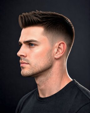 Modern Quiff Hairstyle Stock Photo and Digital Image