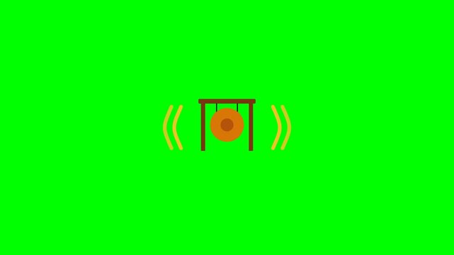 Animated Gong Sound Effect Icon with Green Screen Background.