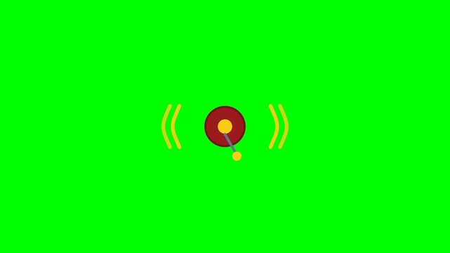 Animated Alarm Bell Icon with Sound Waves on Green Screen Background.