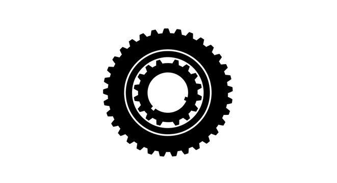 Black industrial gear wheel icon