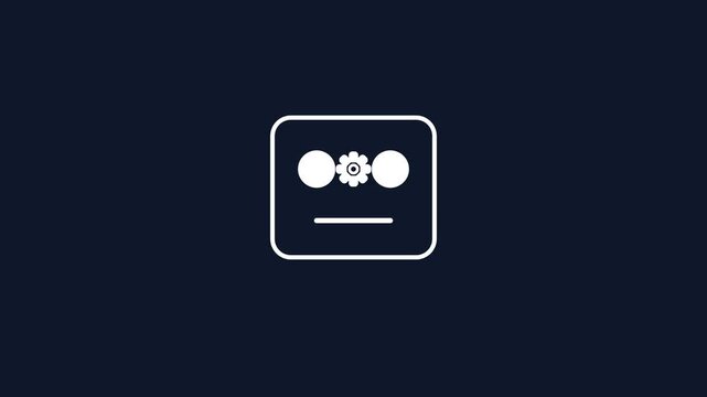 Minimalist Robot Face Animation with Rotating Gear Eye Mechanism.