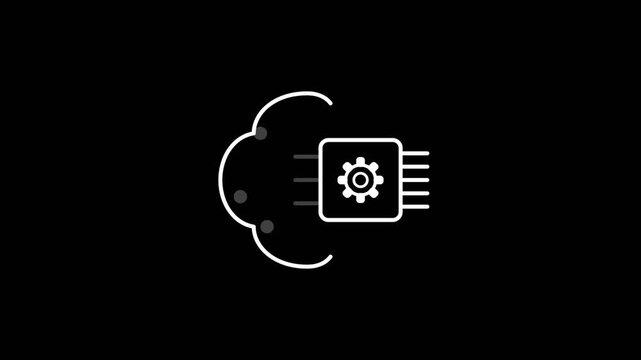 Animated Cloud Computing and Artificial Intelligence Technology Icon Loop.