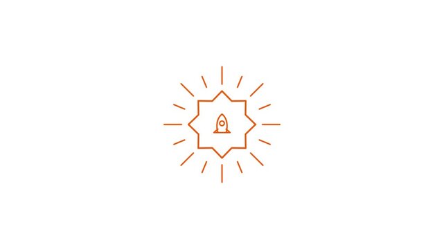 Minimalist Line Art Animation of a Glowing Lantern Inside an Eight Pointed Star Shape.