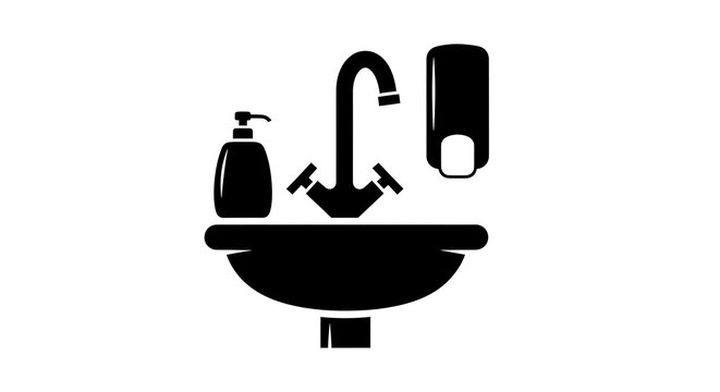 Bathroom sink icon with soap dispenser and faucet