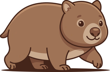 Fototapeta premium Cute Cartoon Wombat Character Vector Illustration Isolated on White
