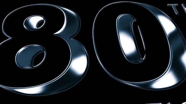 Futuristic Metallic India 80th Years Celebrations Animation on Black Background in Luxury 3D Chrome Style In 4K