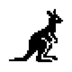Fototapeta premium Profile pixel art standing kangaroo graphic.