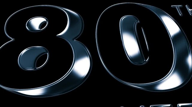 Futuristic Metallic India Celebrations 80th Tribute Animation on Black Background in Luxury 3D Chrome Style in 4K