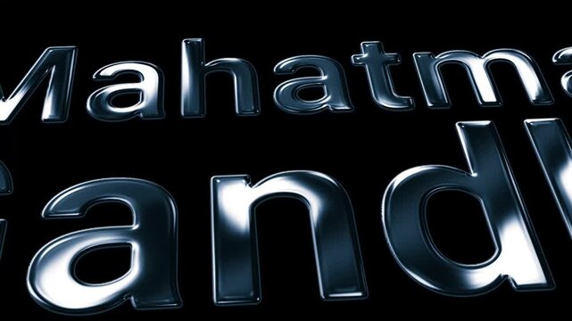Futuristic Metallic India Lawyer Mahatma Gandhi Animation on Black Background in Luxury 3D Chrome Style in 4K