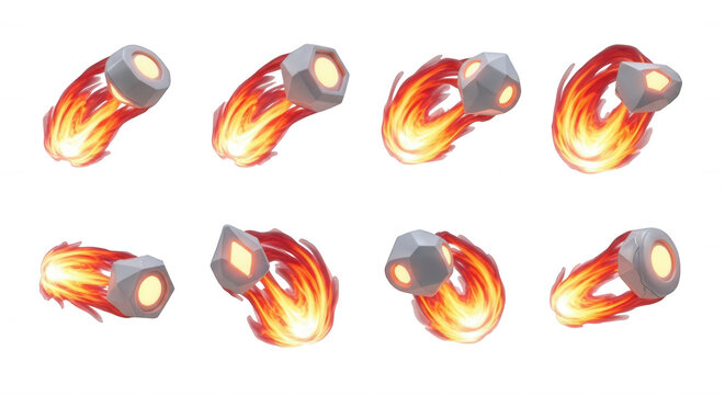 animated fireball sprite sheet fantasy games animation game development or special effects on isolated white background