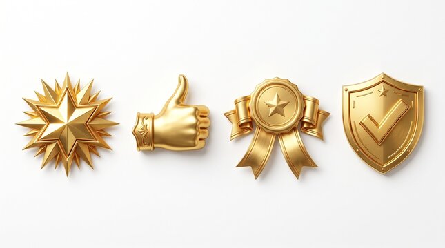 Gold seller badges on white background. Premium quality icons for e-commerce marketing.