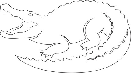 Obraz premium Minimalist Line Art Vector Illustration of a Fierce Crocodile Mouth Open for Wildlife Design Projects