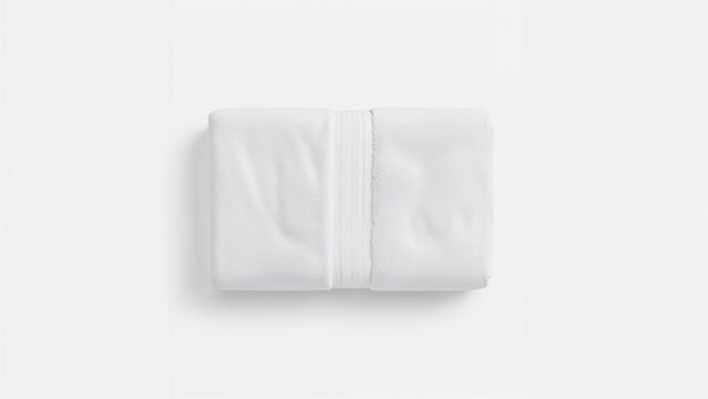 Folded white cloth or fabric item on white background.