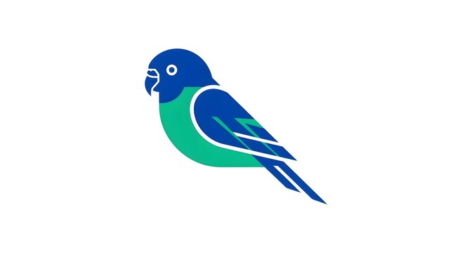 Colorful abstract parrot logo design with blue and green tones