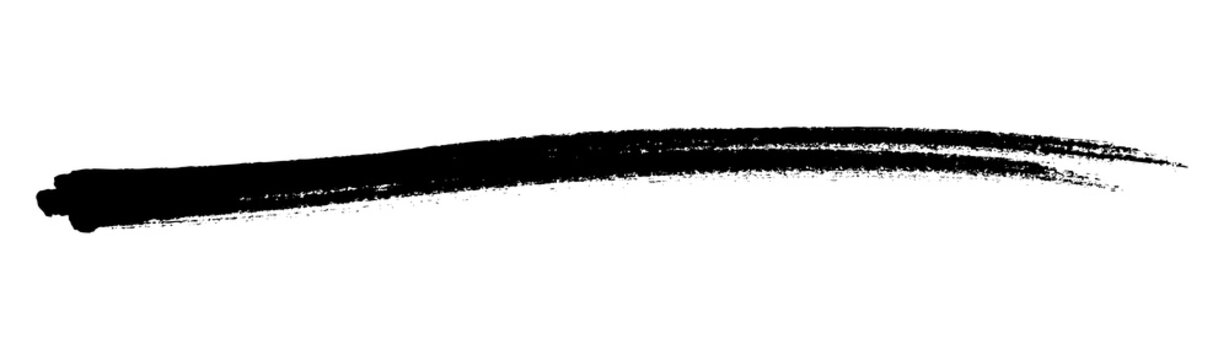 Black hand-drawn marker pen stroke line on a transparent background