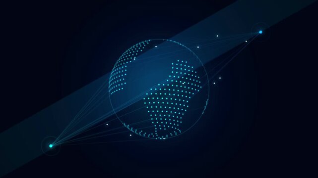 Futuristic Digital Earth Global Network AI Data Grid Loop