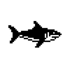 Fototapeta premium Shark fish predator pixel art icon