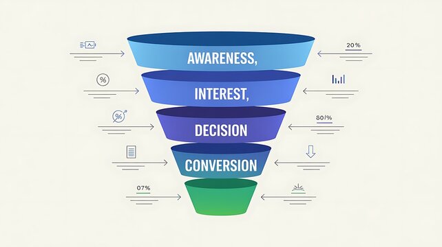 Vector social media sales funnel infographic. Presentation template.