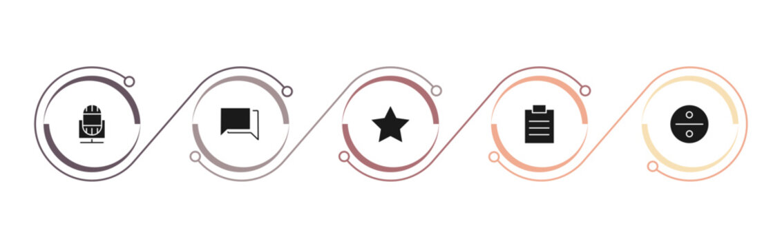 filled user interface icons set - voice recorder, bubble speech, favourite, padnote. editable vector for web and mobile ui