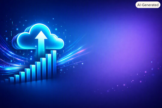 A modern digital illustration featuring cloud computing technology