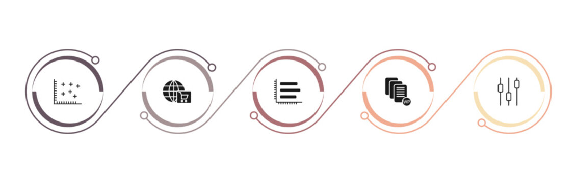 filled user interface icons set - spotted data, cart interface, simple chart interface, white paper. editable vector for web and mobile ui