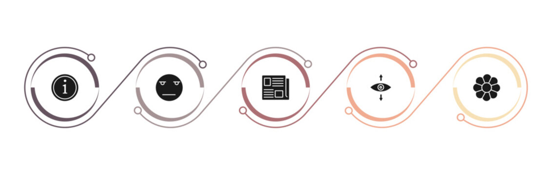 filled user interface icons set - information, boring, newspaper folded, perspectives. editable vector for web and mobile ui