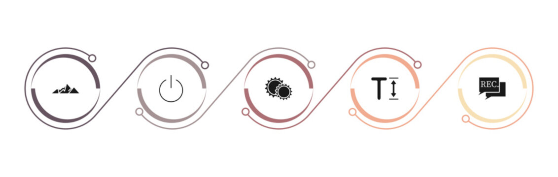 filled user interface icons set - image with mountains, turn off, gear option, text height. editable vector for web and mobile ui