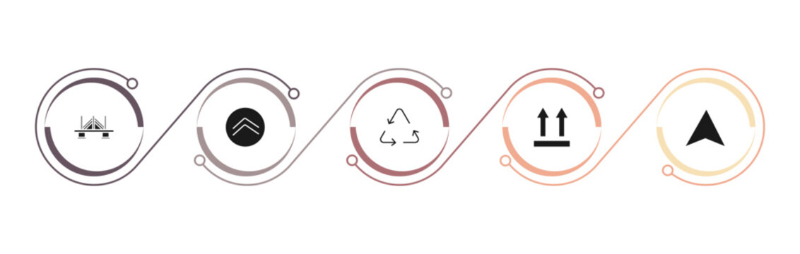 filled user interface icons set - bridge, up arrow fold button, recycable, up side. editable vector for web and mobile ui