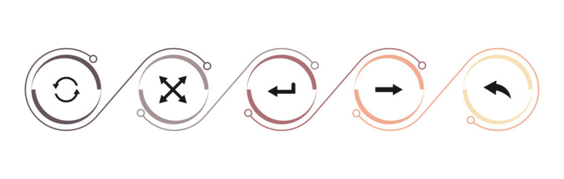 filled user interface icons set - refresh button, expand button, return left arrow, arrow pointing right. editable vector for web and mobile ui