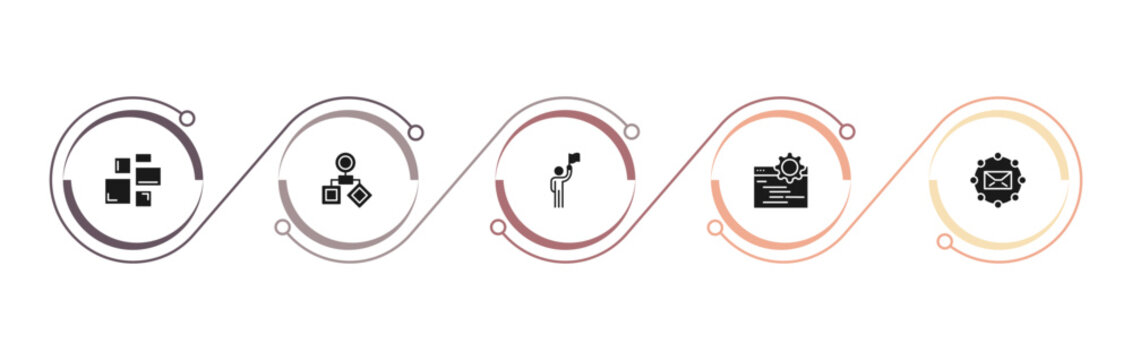 filled technology icons set - grid system, user flow, leading, ide. editable vector for web and mobile ui