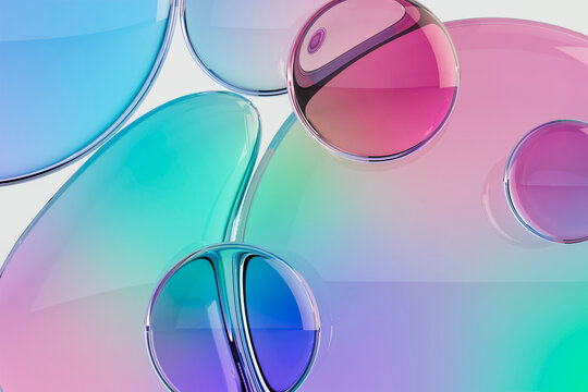 Colorful Glass Orbs Cluster 3D